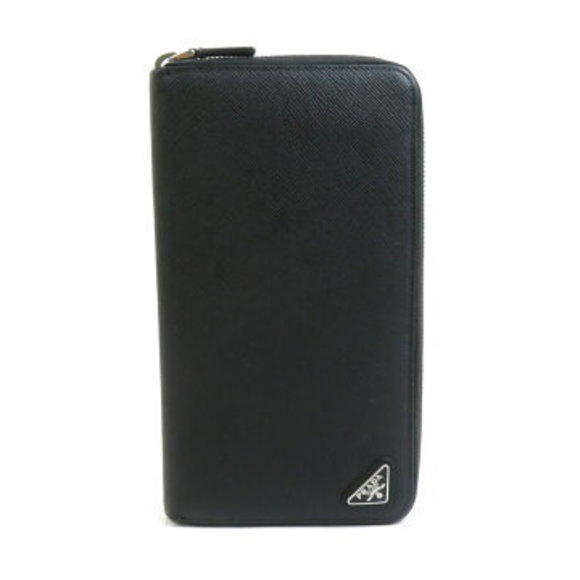 Prada Organizer Leather Long Wallet Black Zip - Picture 1 of 5